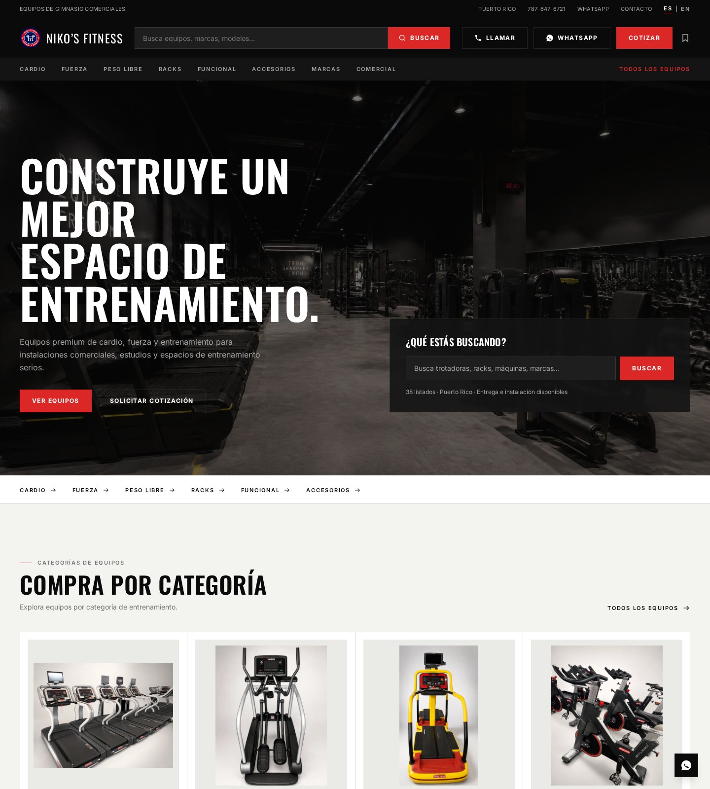 Captura del sitio web Niko's Fitness desarrollado por SC Web Studios